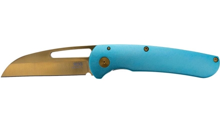 SOG Knives Escape FL Folding Knife 3" Sheepsfoot Blade Blue Gold