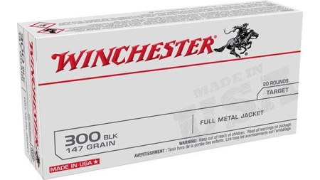 Winchester USA Rifle Ammunition .300 Blackout 147 gr. FMJ 1920 fps 20/ct
