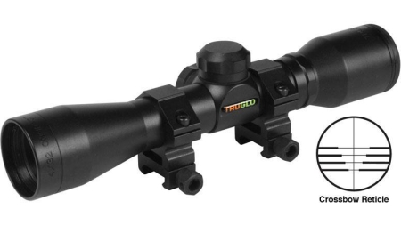 Truglo 4x32mm Compact Crossbow Scope with Weaver Style Rings - Crossbow Reticle Black