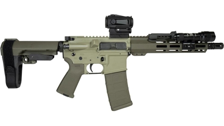 Shark Coast Grassy Knoll AR Pistol Bundle 5.56mm 30rd Magazine 10.5'' Threaded Barrel Vortex Sparc Red Dot Streamlight ProTac SBA3 Brace