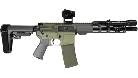 Shark Coast Bugbear AR Pistol Bundle 5.56mm 30rd Magazine 10.5'' Threaded Barrel Vortex Crossfire Red Dot Streamlight ProTac SBA3 Brace