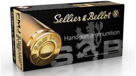 Seller & Bellot Subsonic Pistol Ammunition 9mm Luger  140 gr FMJ 1001 fps 50/ct