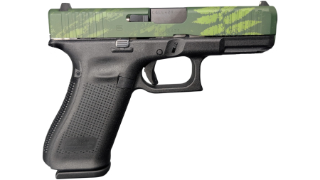 GLOCK 45 V ISLAND CAMO 9MM PISTOL 4" BLACK-BLK/GRN SLIDE FXD 3-17RD MAGS