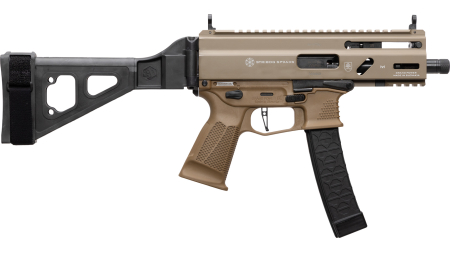 GRAND POWER STRIBOG SP9A3S 9MM PISTOL 4" BARREL THREADED RLR DELAYED STRIBOG MAG W/ BRACE FDE