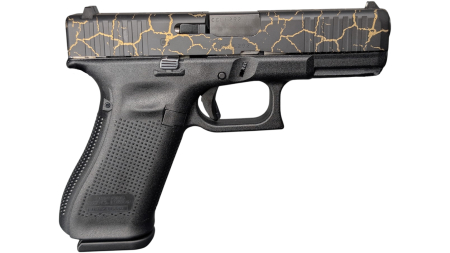 GLOCK 45 V CRAQUELURE 9MM PISTOL 4" BLACK-BLK/GOLD SLIDE FXD 3-17RD MAGS