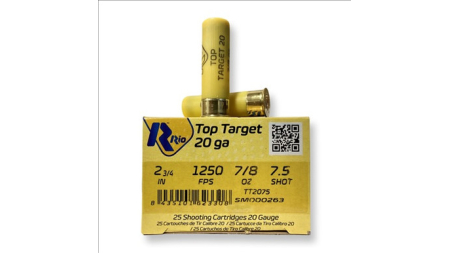 Rio 20 Gauge Ammunition TT2075 2-3/4" 7/8oz #7-1/2 shot 1250FPS CASE 250 rounds