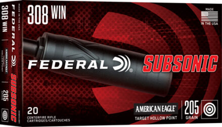 FEDERAL 308 WIN 205GR - HP SUBSONIC 20RD 10BX/CS