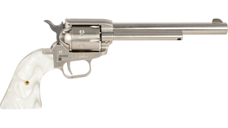 Heritage Mfg RR22NI6WP Rough Rider 22 LR 6 Shot 6.50" Nickel Satin Alloy Steel Barrel & Cylinder, Nickel Zinc Alloy Frame, White Pearl Grip, Manual Safety